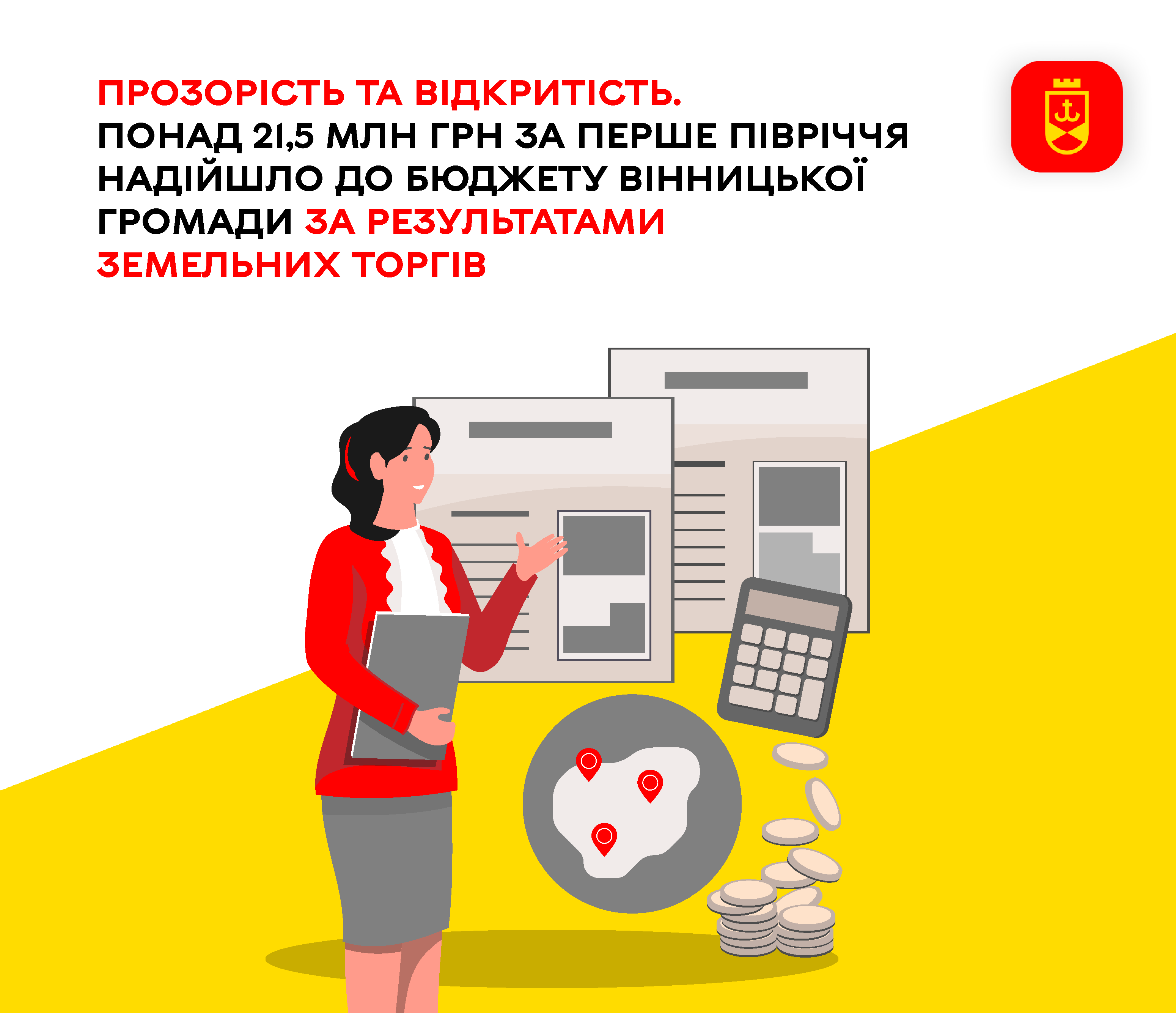 Земельні аукціони принесли понад 21,5 млн грн до бюджету Вінницької громади за пів року