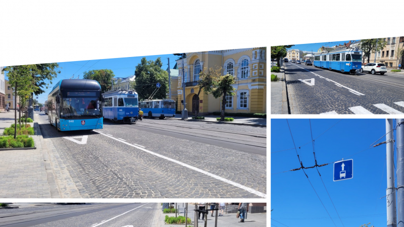 Від вулиці Театральної до Хлібної окремо виділили смугу громадського транспорту