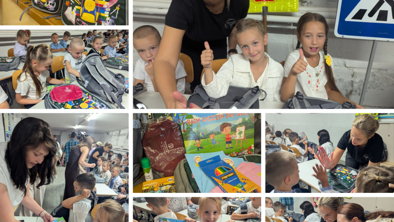 У Вінниці діти з родин військовослужбовців отримали рюкзаки з навчальним і творчим приладдям