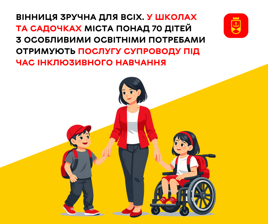 У закладах освіти Вінниці послугою супроводу користуються понад 70 дітей з особливими потребами