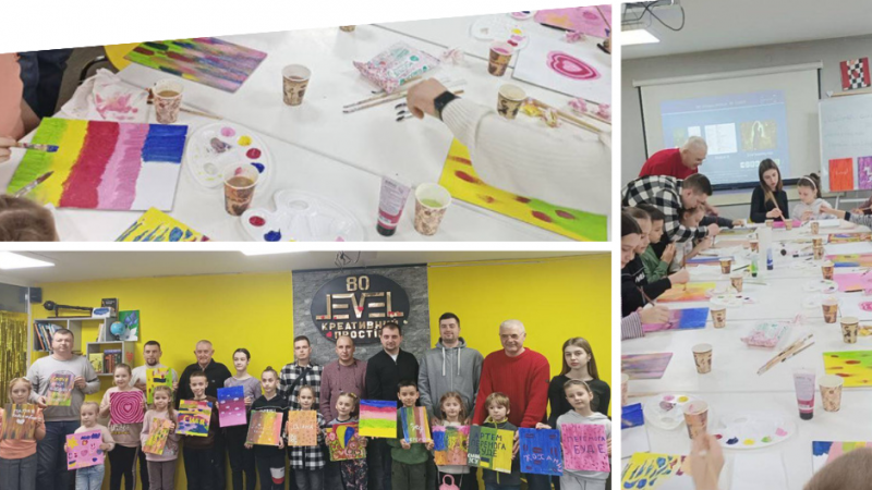 У VinSmart Центрі провели майстерклас з акрилового малювання для дітей та їхніх татусів
