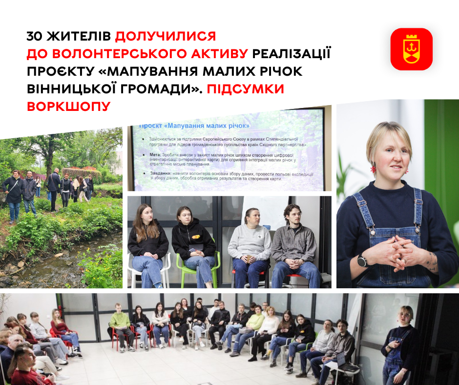30 активних мешканців стали волонтерами у проєкті з мапування малих річок Вінницької громади: підсумки воркшопу