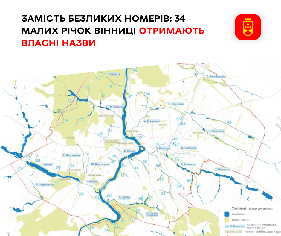 Малим річкам Вінниці дадуть власні імена замість безликих номерів