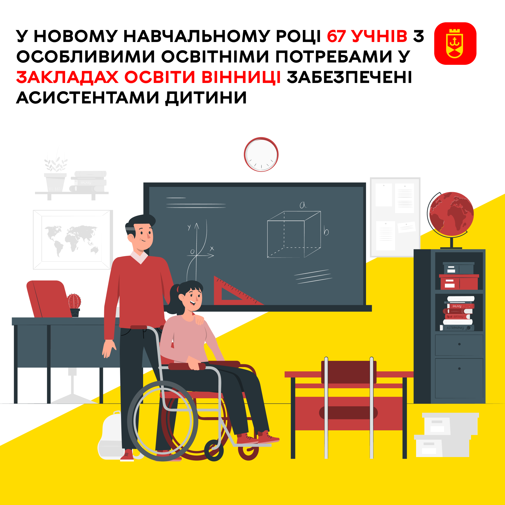 Цьогоріч 67 учнів з особливими потребами навчатимуться за підтримки асистентів