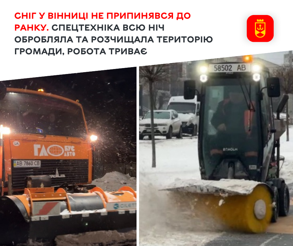 Спецтехніка впродовж ночі розчищала від снігу територію громади