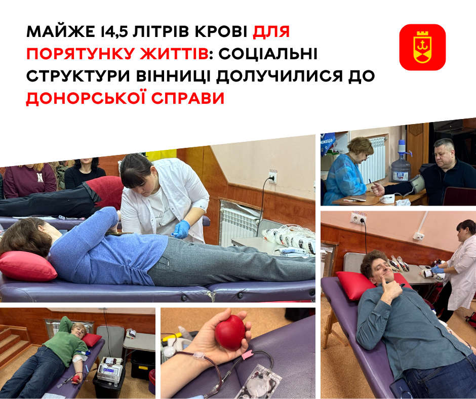Соціальні служби Вінниці здали майже 14,5 літра крові для порятунку життів