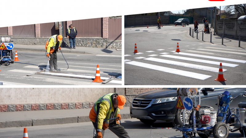 У Вінниці продовжують наносити нову дорожню розмітку
