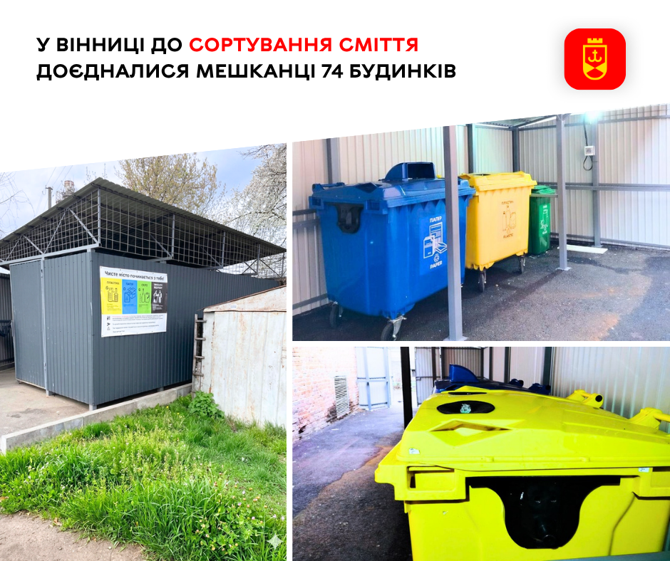 Мешканці 74 будинків у Вінниці долучилися до проєкту сортування відходів