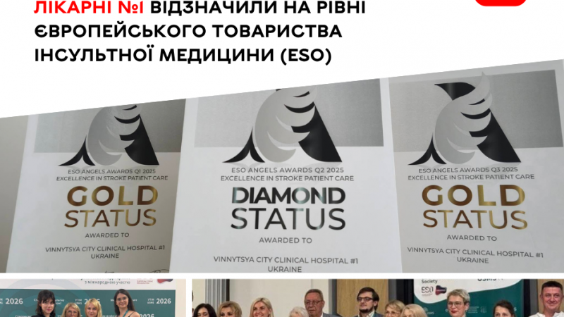 Інсультне відділення Вінницької МКЛ №1 отримало визнання Європейського товариства інсультної медицини